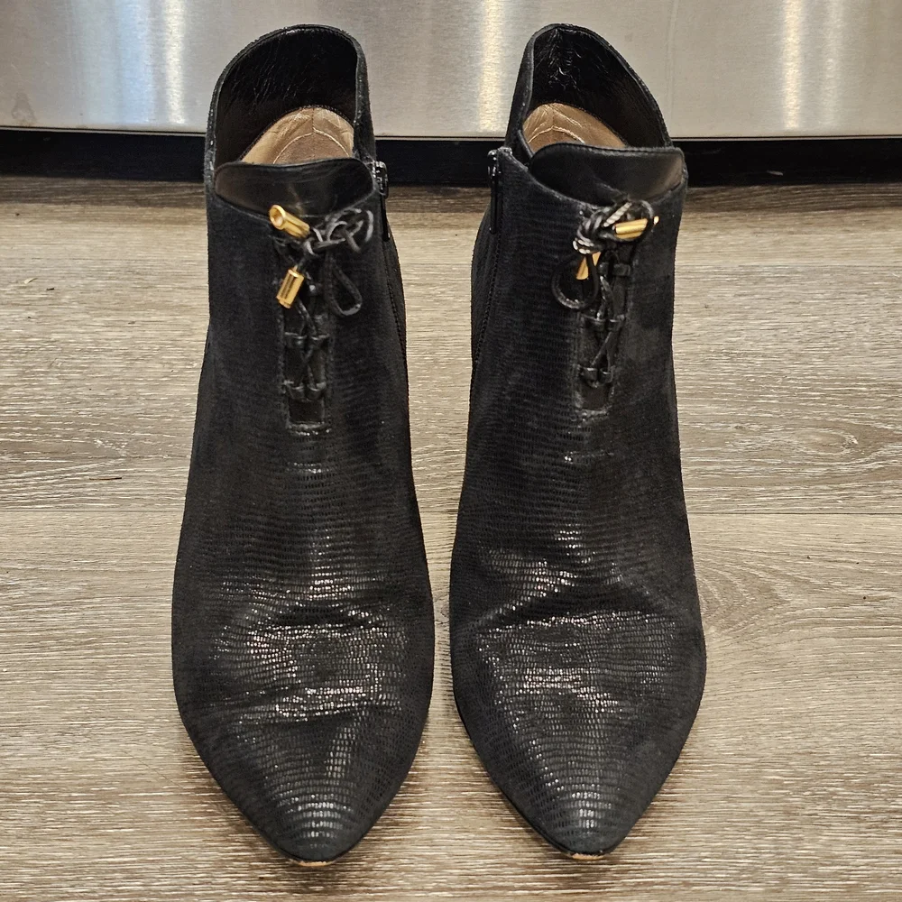 LANVIN Paris Black Shimmery Ankle Booties